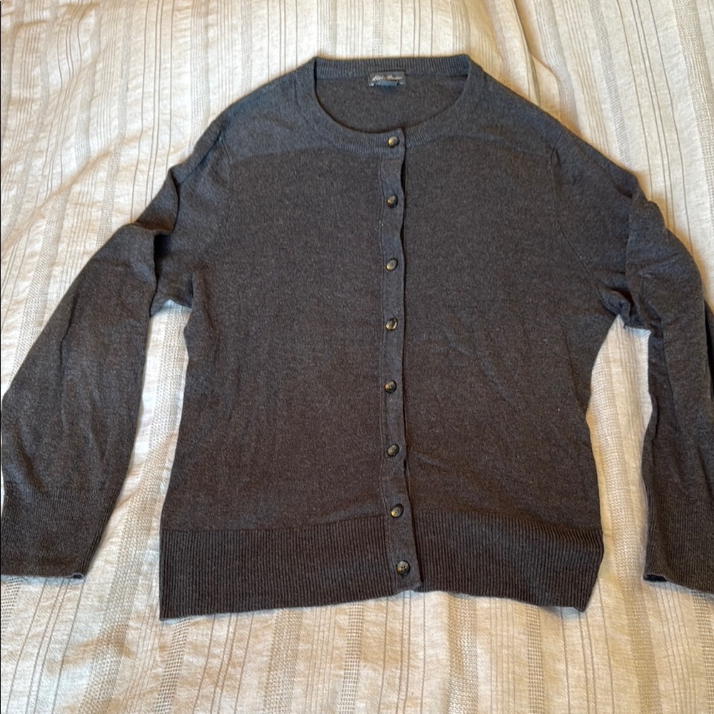 Eddie Bauer Charcoal Button-Up Cardigan